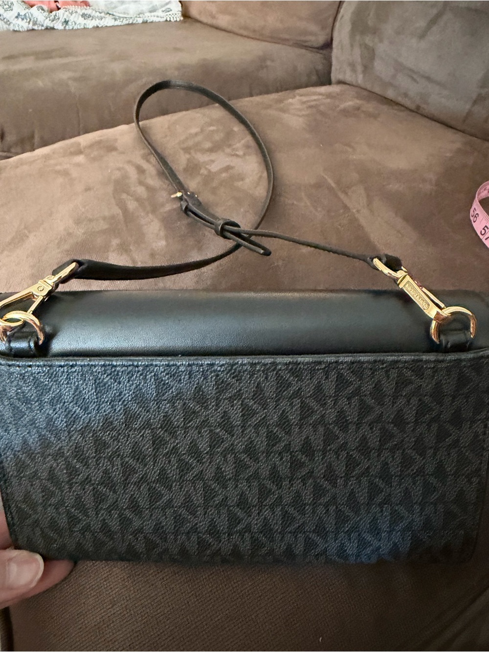 Michael Kors Black MK Monogram Crossbody - Picture 2 of 7